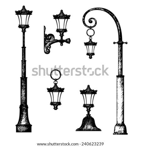 Sketch Street Light Vector Drawing Stock Vector 240623239 - Shutterstock