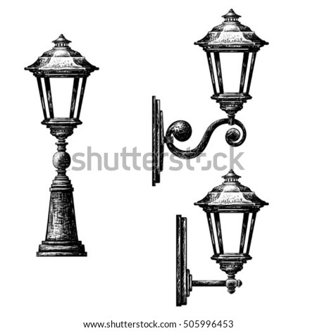 Sketch of street light , lamppost , candlestick