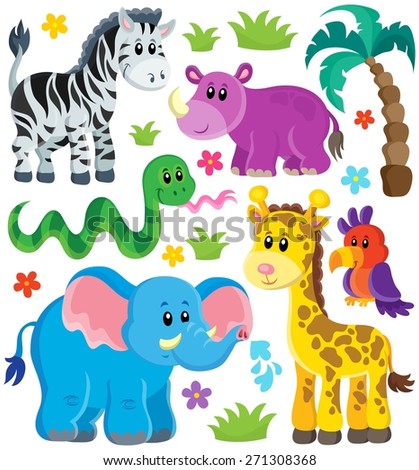 Vector Illustration Cute Baby Animal Including Stock Vector 634773647 ...