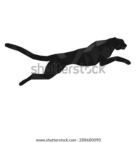 Black panther stylized triangle polygonal model