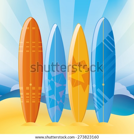 Set Vintage Surfboards Stock Vector 184955183 - Shutterstock