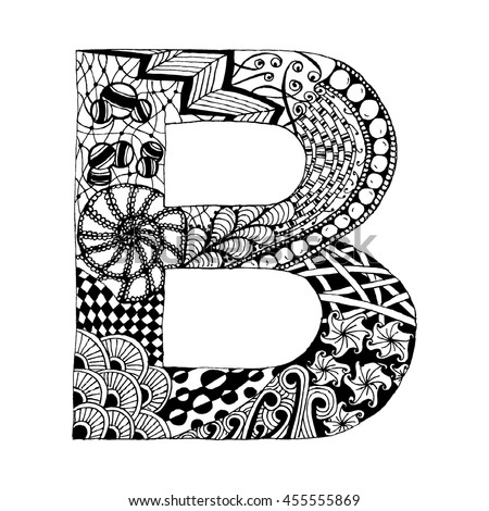 Zentangle Stylized Alphabet Letter B Doodle Stock Vector 455555869 ...