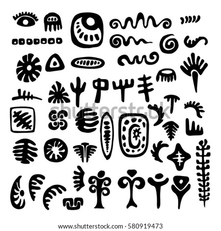 Set Primitive Tribal Symbols Stock Vector 580919473 - Shutterstock