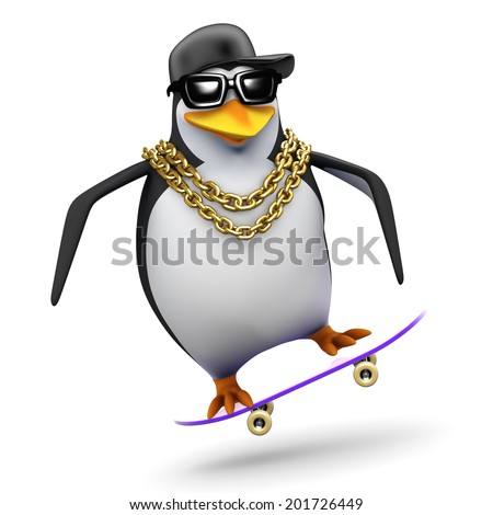 3d Render Penguin On Skateboard Stock Illustration 201726449 - Shutterstock