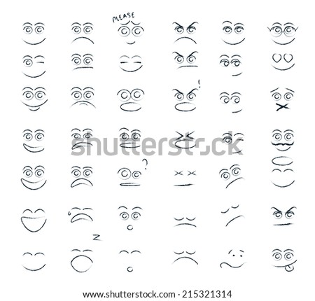 Cartoon Kawaii Emoticons Cute Character Happy Stock Vector 321205124 ...