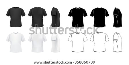 Download Tshirt Mockup Set 3 D Realistic Outline Stock Vector ...