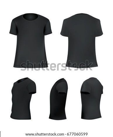 Download Black Tshirt Template Set Blank Shirt Stock Vector ...