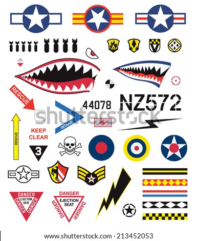 Fighter planes emblem set