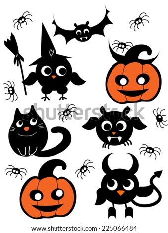 Set Cartoon Halloween Black Bats Vector Stock Vector 64514062 ...