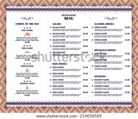 simple cafe menus