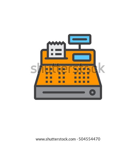Cash register line icon, filled outline vector sign, linear colorful pictogram isolated on white. logo illustration