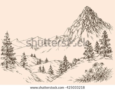 Nature in the mountains vector
