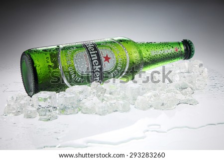 KUALA LUMPUR, MALAYSIA - July 2nd 2015,Heineken Lager Beer is the flagship product of Heineken International which owns over 125 breweries in more than 70 countries