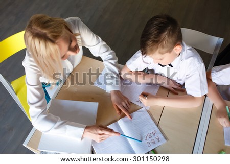 children learn in school. training students, classroom