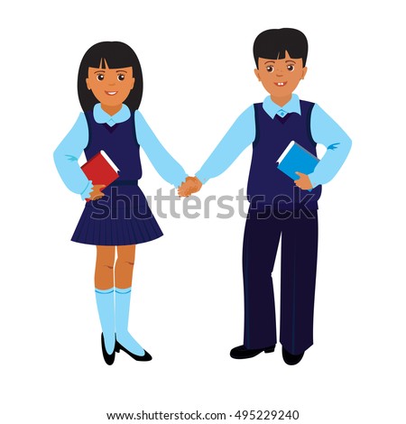 Boy Girl Dark Blue School Uniformillustration Stock Vector 495229240 ...