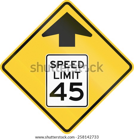 US Road Warning Sign Speed Limit Stock Illustration 258142733