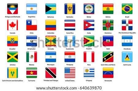 Flags All Countries American Continents Stock Vector 640639870 ...