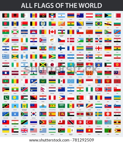 All Flags World Alphabetical Order Rectangle Stock Vector 781292509 ...