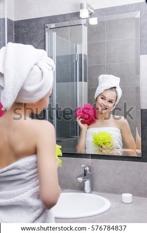 Shy Girl in a Towel Images, Stock Photos & Vectors 