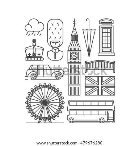 English Icon Set London Symbols England Stock Vector 214786969 ...