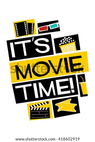 Movie Time Film Poster Vector Illustration Stock Vector 418602919