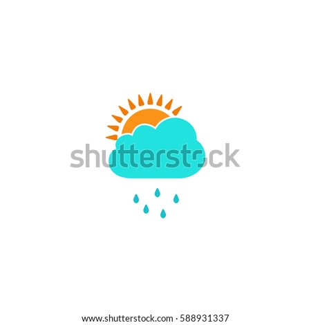 Rainy season. Color symbol icon on white background. Vector illustration