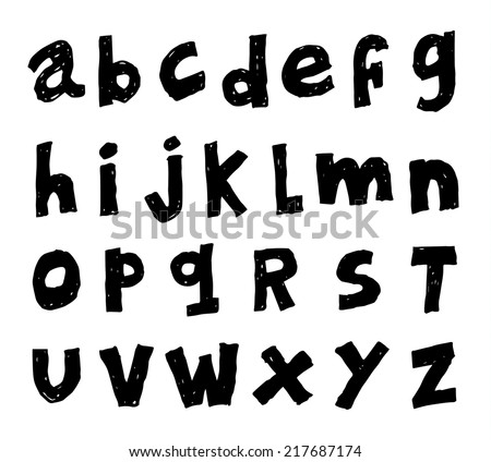 Alphabet Letters Hand Drawn Illustration By Stock Vector 93631000 ...