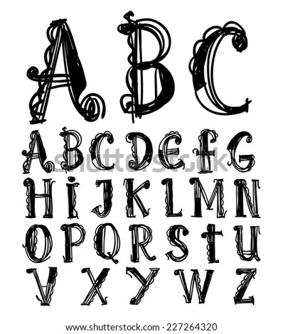 Vector Alphabet Hand Drawn Letters Letters Stock Vector 140951368 ...