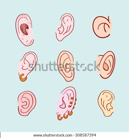  ears set with pierced. vector icon illustration. - stock vector