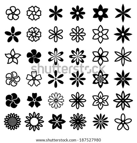 Flower Vector Black White Stock Vector 135150803 - Shutterstock