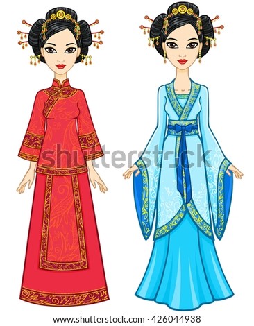 Animation Portrait Chinese Man Traditional Clothes Stock Vector ...