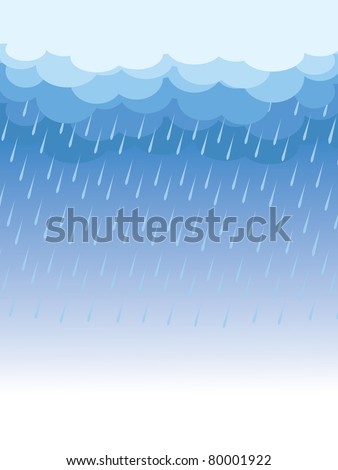 Rain.Vector image with dark clouds in wet day