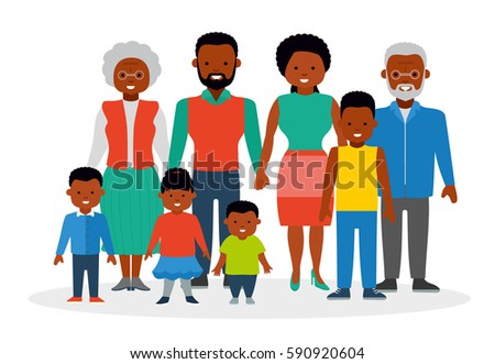 Happy Large Black Family Portrait Father Stock Vector 583408816 ...