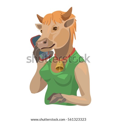 Cow talking on a cell phone