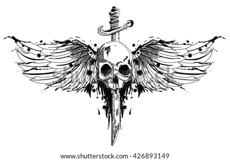 Skull Wings Weapon Stock Vector 426893149 - Shutterstock