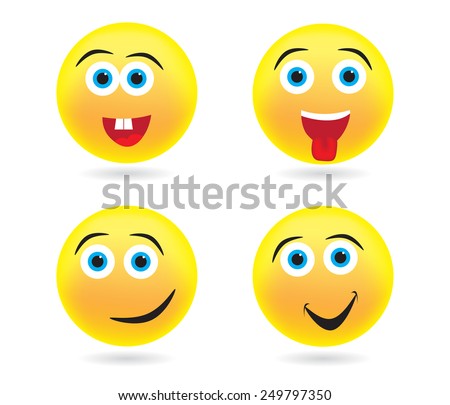 Four Smiley Faces Expressing Different Emotions Stock Vector 72564673 ...