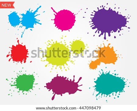 Colorful Paint Splatters Hand Drawn Splashesvector Stock Vector