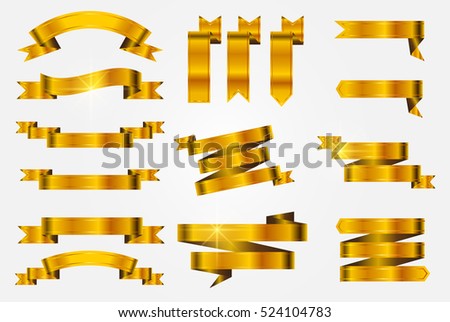 Set Gold Ribbonsvector Ribbon Banners Stock Vector 524104783 - Shutterstock