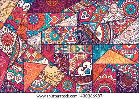 patchwork pattern vintage decorative elements hand drawn background islam arabic indian - Pictures For Printing patchwork pattern vintage decorative elements hand drawn background islam arabic indian - Pictures For Printing
