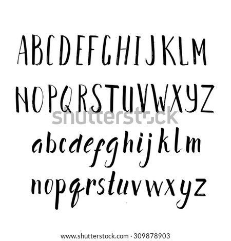 Hand Drawn Alphabet Brush Painted Letters Stock Vector 309878903 ...