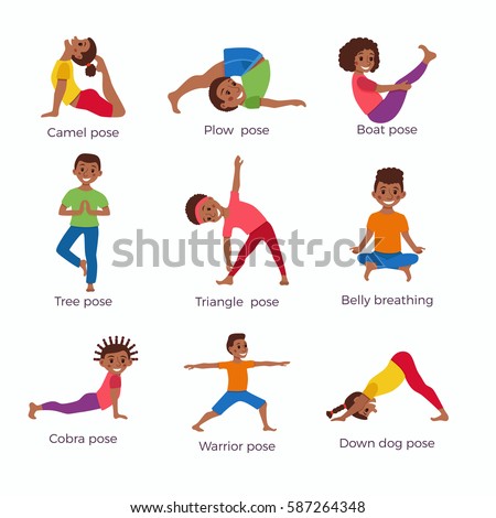 Cute Cartoon Gymnastics For Children And Healthy Lifestyle Sport Illustration Vector Concept Happy African Kids Cute Cartoon Gymnastics For Children And Healthy Lifestyle Sport Illustration Vector Concept Happy African Kids