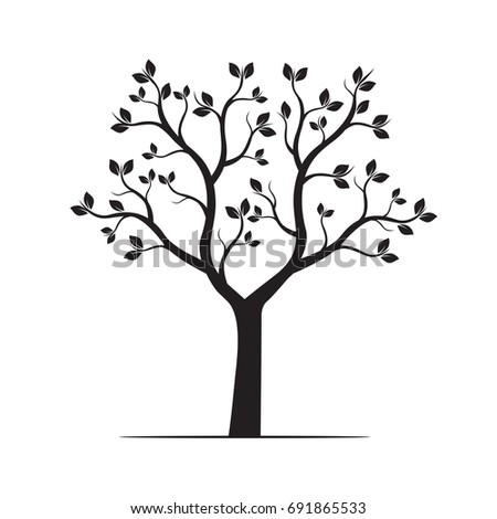 Black Tree Vector Illustration เวกเตอร์สต็อก 691865533 - Shutterstock
