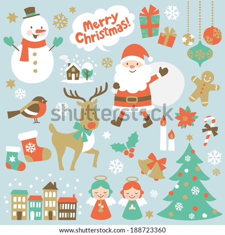 Set Christmas New Years Graphic Elements Stock Vector 156406196 ...
