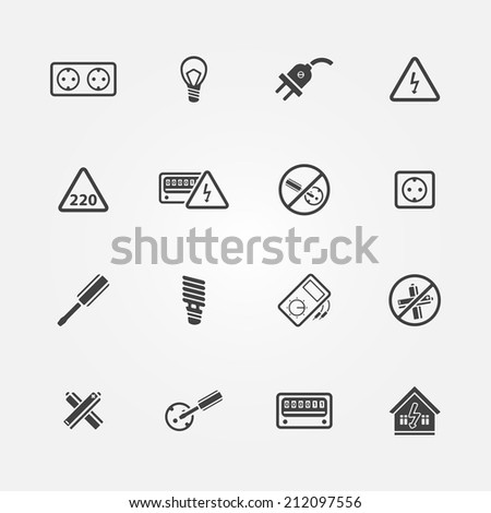 Electricity Icons Vector Set Home Electricity Stock Vector 212097556 ...