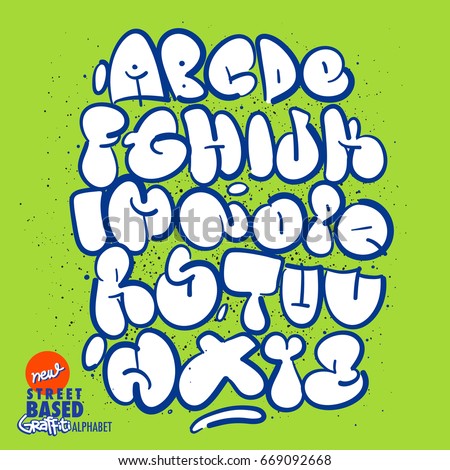 Handmade Bubble Graffiti Alphabet Stock Vector 669092656 - Shutterstock