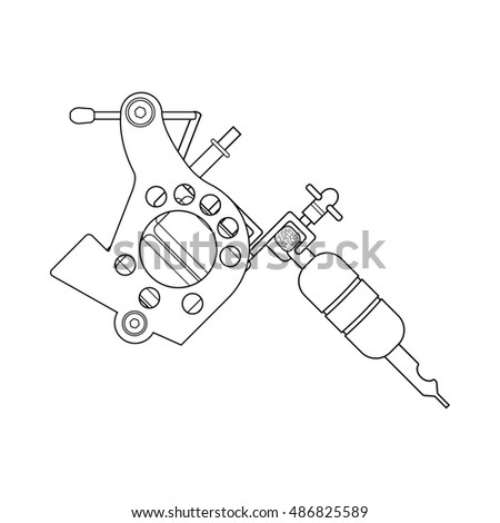 Tattoo Machine Linear Drawing Thin Line Stock Vector 486825589 ...