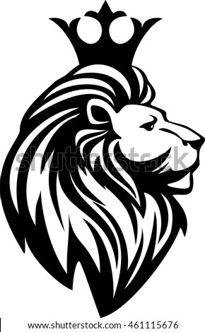 Black White Lion Head Crown Stock Vector 461115676 - Shutterstock