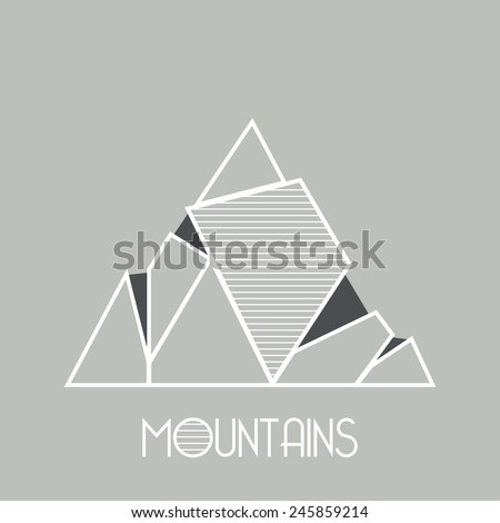 Vector Vintage Landscape Mountain Peaks End Stock Vector 513484360