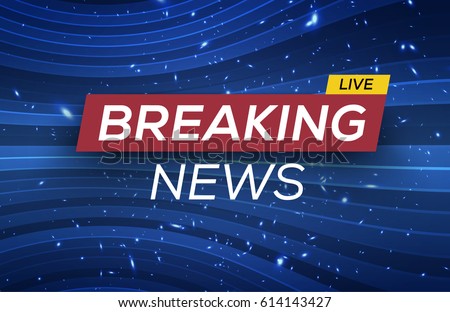 Breaking News Live Banner on Glowing Wavy Lines Background. Business / Technology News Background. Vector Illustration.