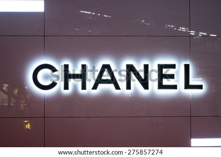 Bangkok, Thailand - May 2, 2015: logo of the brand "CHANEL" on the new opening shop at The EmQuartier shopping mall
